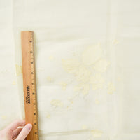 Light Yellow Sheer Tablecloth with Floral Applique Embroidery - 35" x 35"