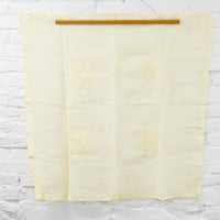 Light Yellow Sheer Tablecloth with Floral Applique Embroidery - 35" x 35"