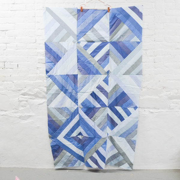 Blue Pieced Quilt Top - 42" x 70"