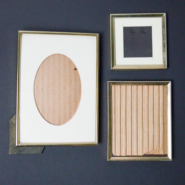 Light Gold Tone Metal Picture Frames - Set of 3