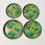 Green Floral Cloisonne Trinket Dishes - Set of 4