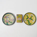 Floral Cloisonne Matchbox Holder + Trinket Dishes