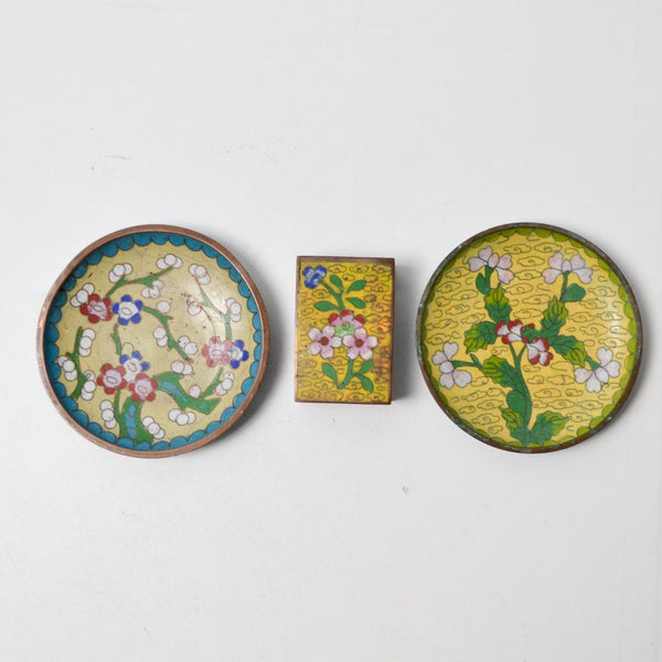 Floral Cloisonne Matchbox Holder + Trinket Dishes