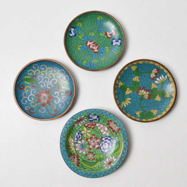 Blue + Green Cloisonne Trinket Dishes - Set of 4
