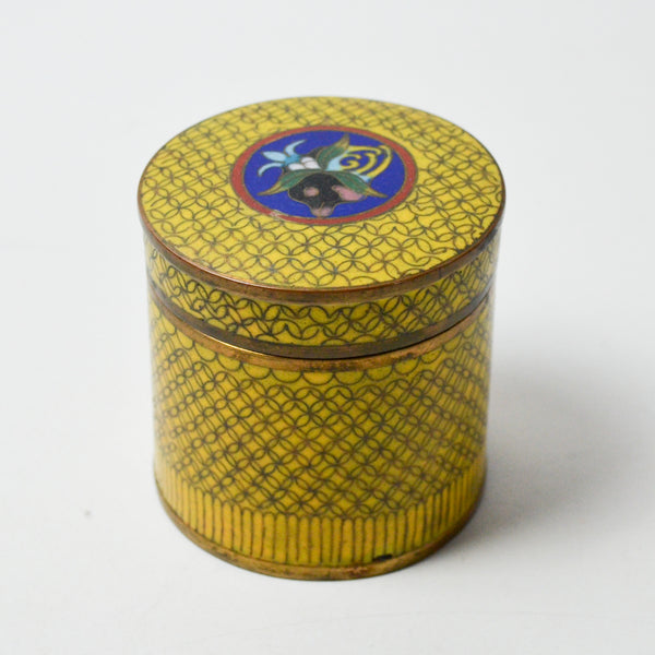 Cloisonne Tea Caddy Round Box with Lid