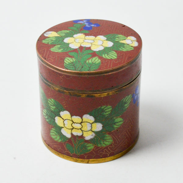 Cloisonne Tea Caddy Round Box with Lid