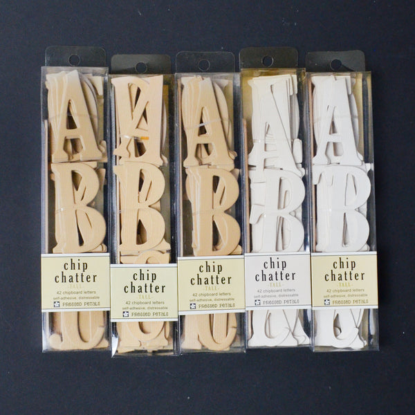 White + Beige Chipboard Alphabet Sticker Bundle