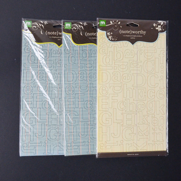 Striped Chipboard Alphabet Sticker Bundle