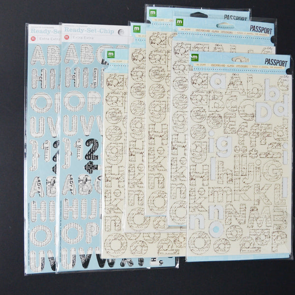 Newsprint Chipboard Alphabet Sticker Bundle