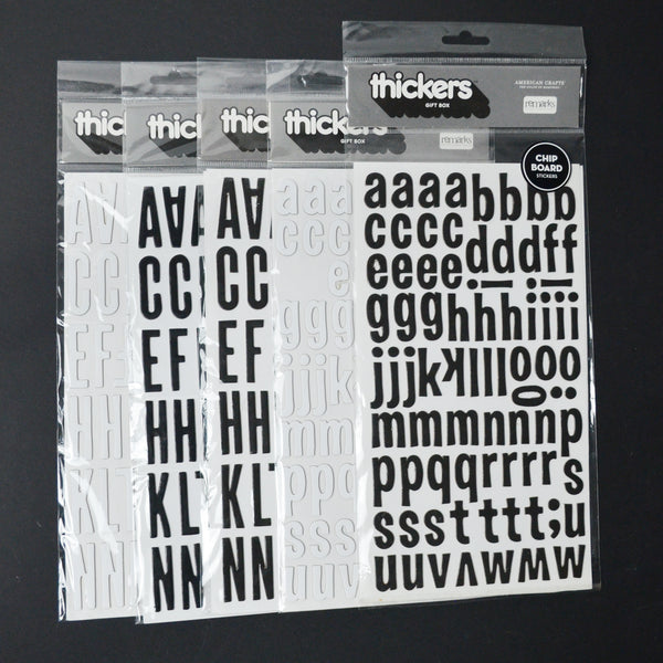 Black + White Chipboard Alphabet Sticker Bundle