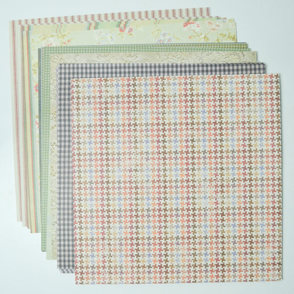 Assorted Fabric Patterned Scrapbook Paper Bundle