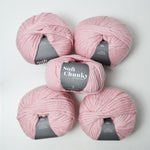 Light Pink Third Piece Soft Chunky Bulky Merino Wool Yarn - 5 Balls