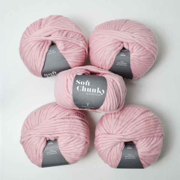 Light Pink Third Piece Soft Chunky Bulky Merino Wool Yarn - 5 Balls