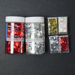 Red, Silver + Gold Chunky and Shaped Glitter - 6 Jars