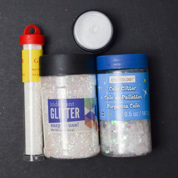 White, Cello, Iridescent + Ultrafine Glitter - 4 Tubes