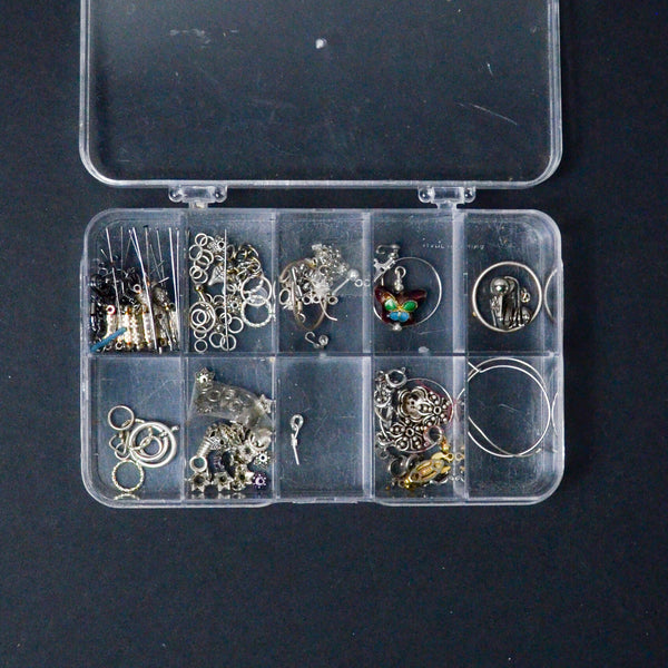 Silver Findings in Clear Compartment Case