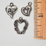 Assorted Heart Charms - Set of 3