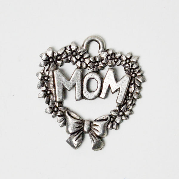 Mom Heart Wreath Charm
