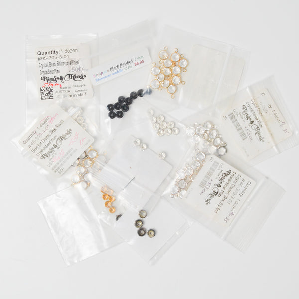 Assorted Gold + Silver-Plated Crystal Channel Beads + Rondelle Beads