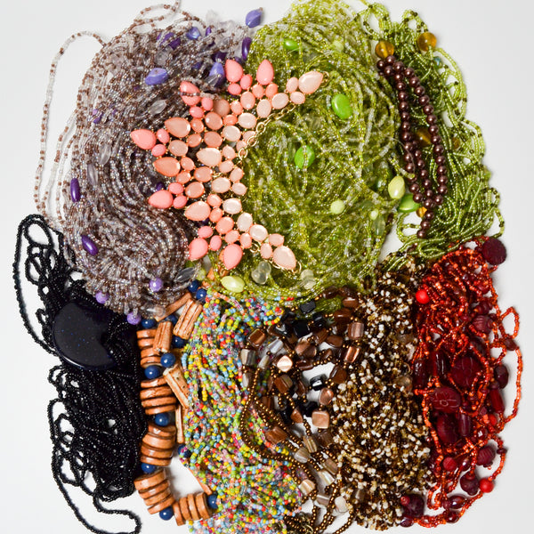 Glass Bead Necklace + Bead Strand Bundle