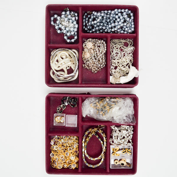 Costume Jewelry Silver + Gold Necklace Bundle in Organizing Tray