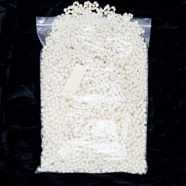 Small Chains of Faux Pearls with Silver Hardware