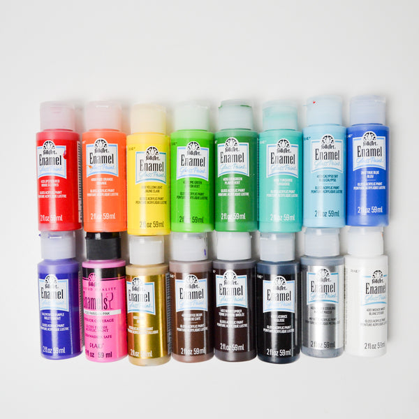 Rainbow Enamel Glass Paint - 16 Bottles