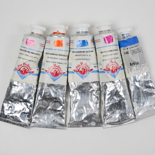 Old Holland Iridescent Acrylic Paint + Artist Lascaux Phthalo Blue Medium Paint - 5 Tubes