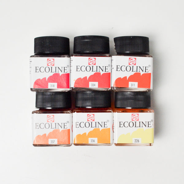 Royal Talens Ecoline Red + Orange Liquid Watercolor - 6 Jars