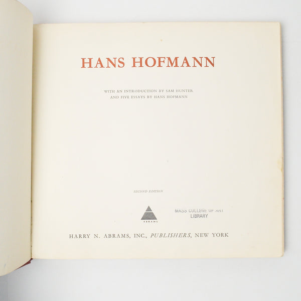 Hans Hofmann with an Introduction by Sam Hunter Book
