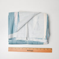 Light Blue + White Print Woven Upholstery Fabric - 56" x 120"