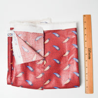 Red, Blue + Orange Feather Print Scotchgard Coated Drapery Fabric - 12" x 280"