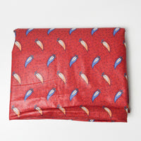 Red, Blue + Orange Feather Print Scotchgard Coated Drapery Fabric - 56" x 84"