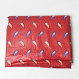 Red, Blue + Orange Feather Print Scotchgard Coated Drapery Fabric - 56" x 84"