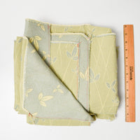Light Green + Gray Leaf Pattern Woven Upholstery Fabric - 54" x 58"