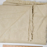 Beige Striped + Botanical Jacquard Woven Drapery Fabric - 56" x 164"