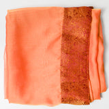 Orange + Yellow Cross-Color Shot Sheer Fabric with Brocade Edge - 39" x 72"