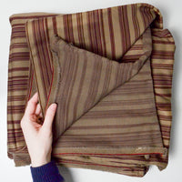 Brown + Burgundy Striped Wool Blend Thick Woven Fabric - 55" x 112"