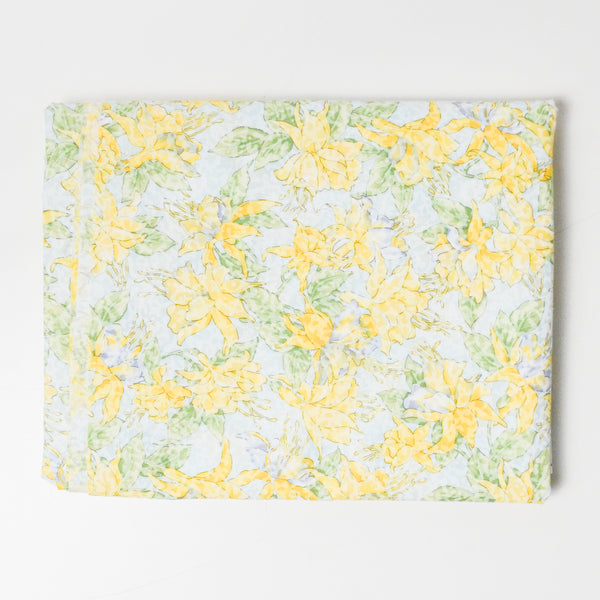 Blue + Yellow Floral Quilting Cotton Fabric - 44" x 56"