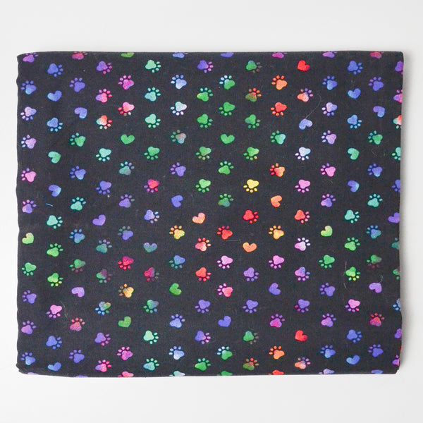 Black + Colorful Paw Print Quilting Weight Woven Fabric - 44" x 80"