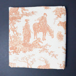 Off-White + Burnt Orange Toile Print Woven Drapery Fabric - 56" x 80"