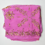 Pink-Purple Georgette Fabric with Gold Sequins - 45" x 192"