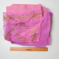 Pink-Purple Georgette Fabric with Gold Sequins - 45" x 192"