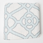Off-White + Light Blue Geometric Print Textured Woven Drapery Fabric - 56" x 180