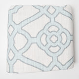 Off-White + Light Blue Geometric Print Textured Woven Drapery Fabric - 56" x 180
