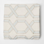 Blue + Brown Embroidered Beige Upholstery Fabric - 40" x 60"