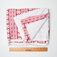 Red + White Star Print Flannel Fabric - 44" x 144"
