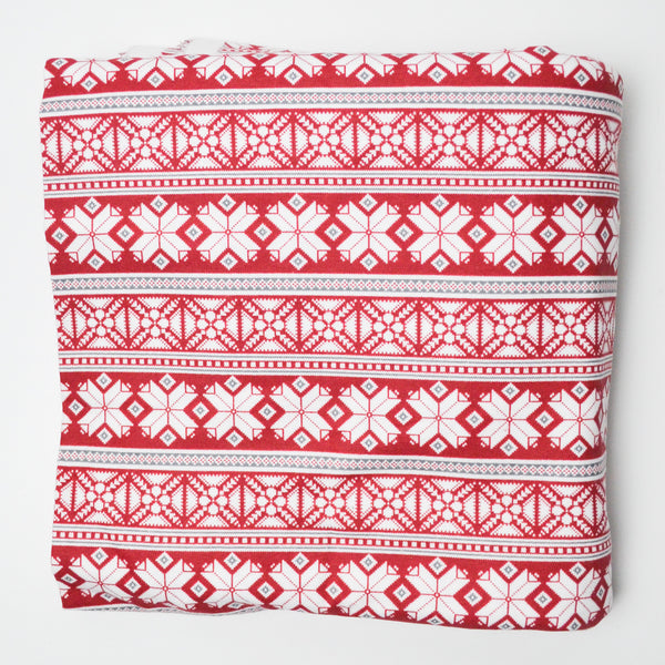 Red + White Star Print Flannel Fabric - 44" x 144"