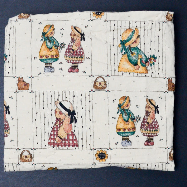 Girl + Bunny Doll Print Quilting Weight Woven Fabric - 35" x 45"