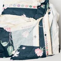 Dark Green + Pink Floral Print Woven Drapery Fabric - 54" x 240"